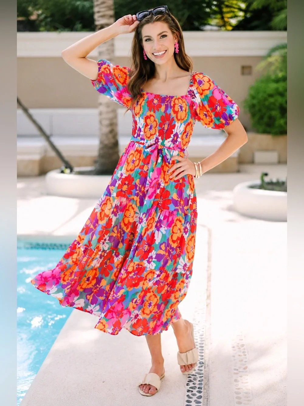 Unique Vintage Colorful 70s Abstract Floral Everyone’s Desire Dress, Small, NWT!